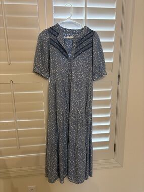 Madewell Blue Floral Tiered Maxi Dress